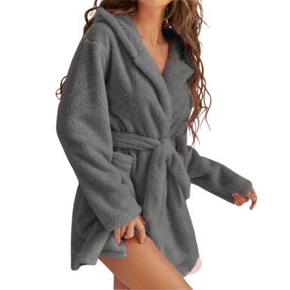 Fleece Badjas met Capuchon en Tailleband voor Dames – Zacht en Warm Ochtendjas voor Ultiem Comfort