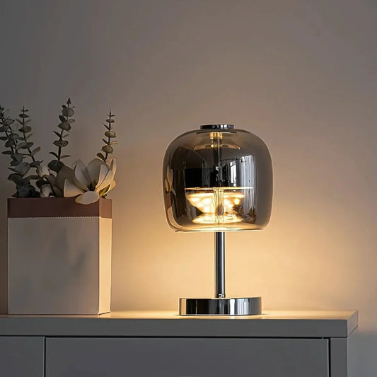 Moderne Tafellamp met Dimbare Verlichting en USB-aansluiting - Ijzer en Glas, 27x14.5x12 cm