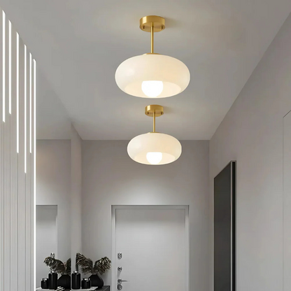 Scandinavische plafondlamp van Hoogwaardige Messing en Glas
