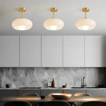 Scandinavische plafondlamp van Hoogwaardige Messing en Glas