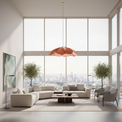 Vintage Hanglamp van Stof met Bloemdesign – Elegante Verlichting voor Woonkamer