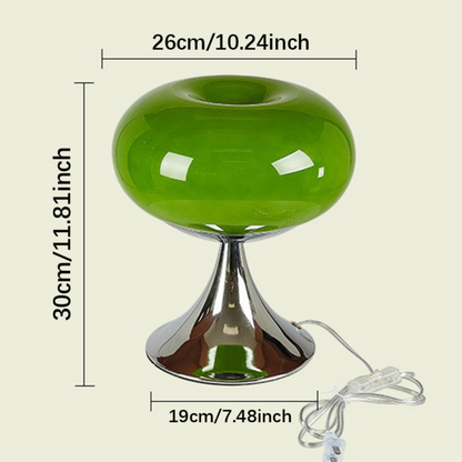 Antieke Tafellamp met Appelvorm en Vintage Charme – Witte en Groene Glazen Afwerking 8