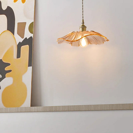 Art Deco Hanglamp in Bloemvorm van Glas – Paars en Amber 0