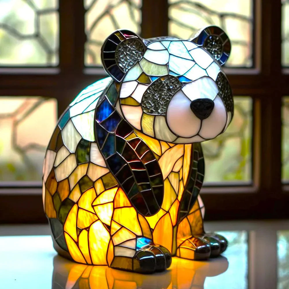 Artistieke Lamp met Diermotieven - VitraFauna Glas-in-Lood Effect 1