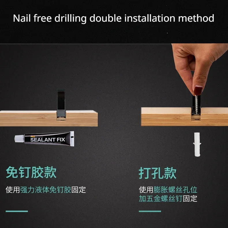 Bamboe Kapstok met Ruimtealuminium Haken – Nordic Stijl voor Slaapkamer of Woonkamer, Duurzaam en Eenvoudig te Monteren 1