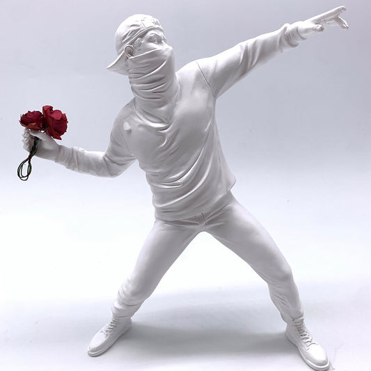 Banksy Flower Rioter Kunstwerk – Uniek Decoratief Stuk voor Thuis 0