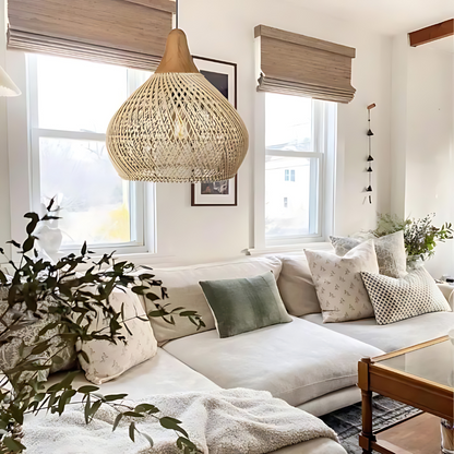 Boho Rieten Hanglamp – Handgemaakt, Uniek Ontwerp voor Woonkamer, Eetkamer en Slaapkamer met Warm Ambient Licht 3