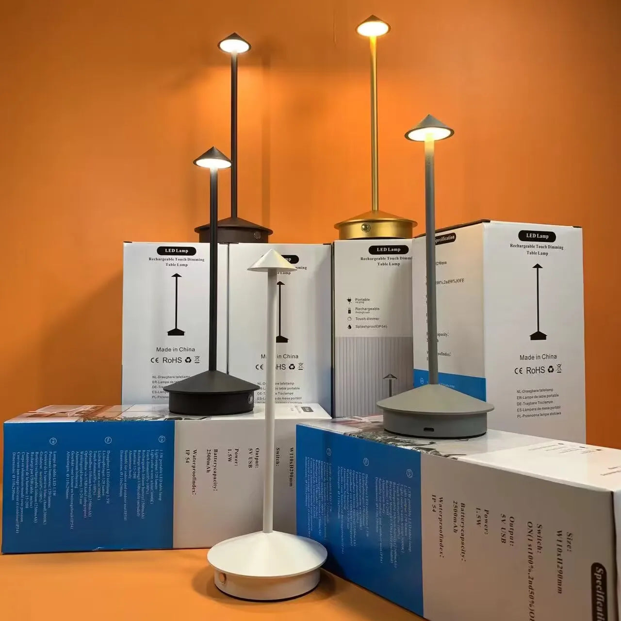 Artistieke Oplaadbare Tafellamp met Dimbare LED Verlichting – Draadloze Design Lamp voor Eetruimte