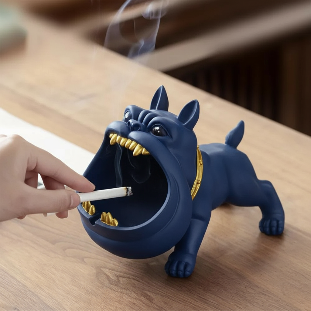 Decorative Ashtray in Bulldog Shape Made of High-Quality Resin – Multifunctional and Stylish