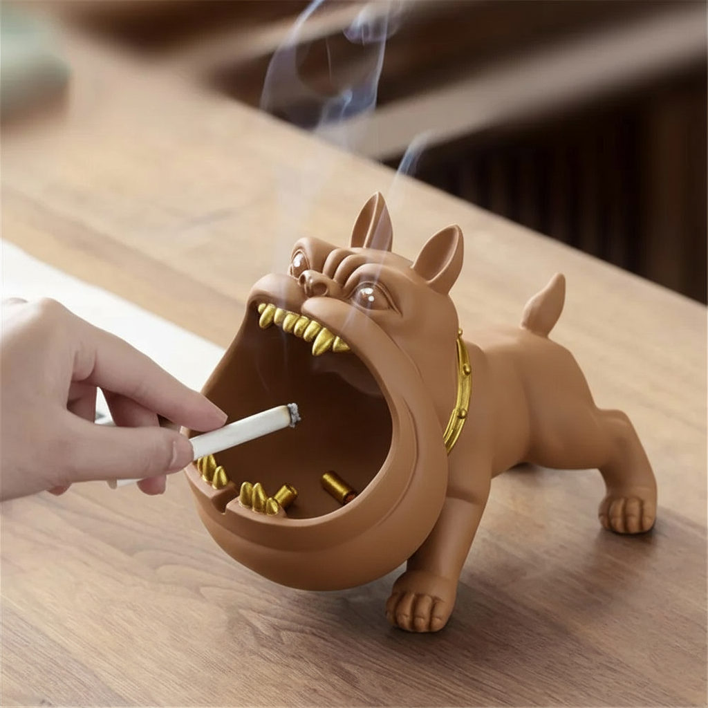 Decorative Ashtray in Bulldog Shape Made of High-Quality Resin – Multifunctional and Stylish