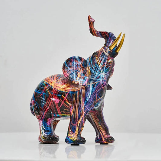 Creatief Handgemaakt Olifant Beeldje van Hars – Multicolor Decoratie voor Binnenhuis en Speelse Inrichting 0