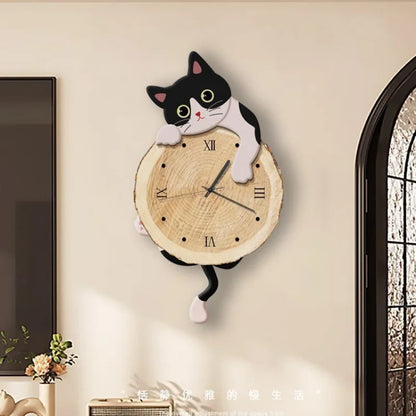 Creatieve Cartoon Kat Wandklok met Swingende Staart – Stille Quartz Klok voor Woonkamer en Slaapkamer Decoratie 1