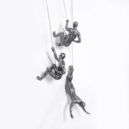 Creatieve Muurdecoratie Set - Drie-delige Sculptuur in Zilver en Koper voor Wanddecoratie Woonkamer 0