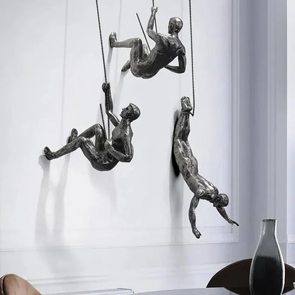 Creatieve Muurdecoratie Set - Drie-delige Sculptuur in Zilver en Koper voor Wanddecoratie Woonkamer 1