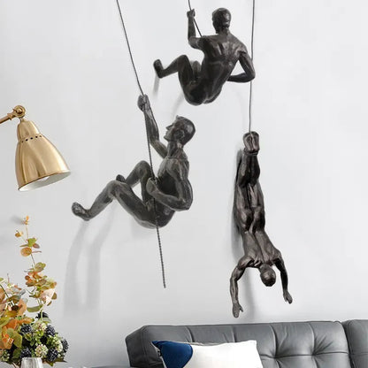 Creatieve Muurdecoratie Set - Drie-delige Sculptuur in Zilver en Koper voor Wanddecoratie Woonkamer 5