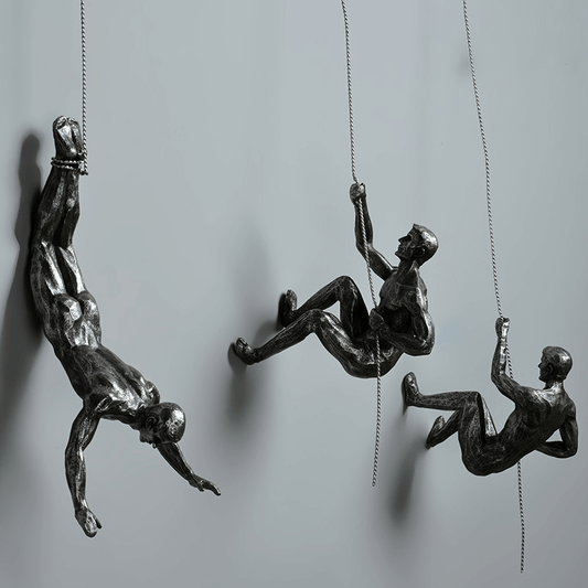 Creatieve Muurdecoratie Set - Drie-delige Sculptuur in Zilver en Koper voor Wanddecoratie Woonkamer 9