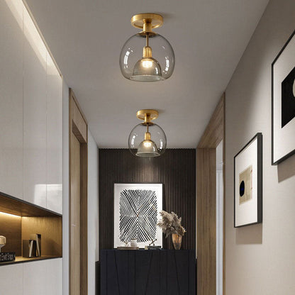 Moderne Grijze Plafondlamp van Glas – Minimalistische Plafonniere voor Elegante Verlichting met E27 Fitting