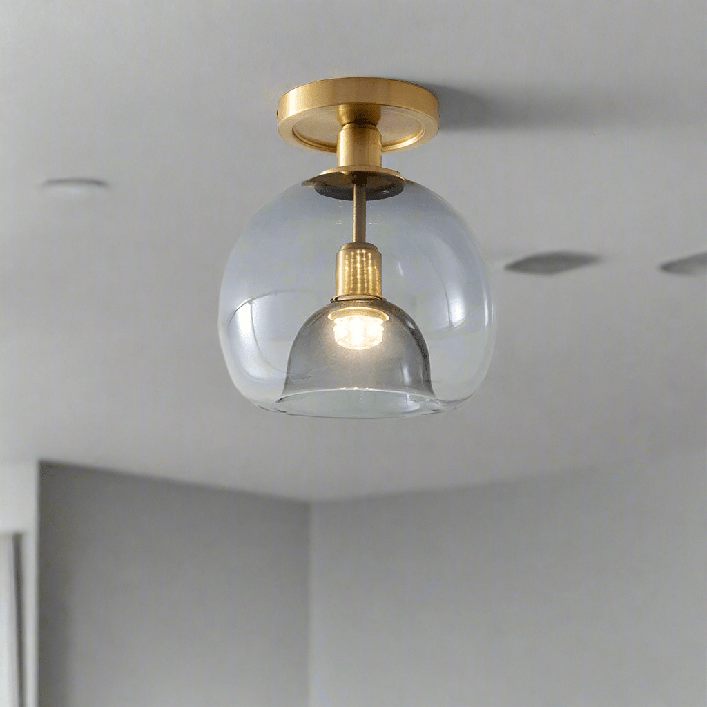 Moderne Grijze Plafondlamp van Glas – Minimalistische Plafonniere voor Elegante Verlichting met E27 Fitting