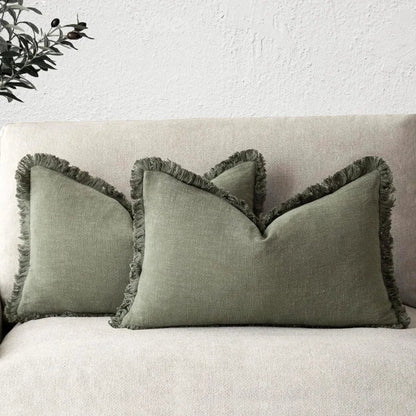 Decoratieve Katoen en Linnen Hoes in Diverse Kleuren – Elegante Woonaccessoire, 45x45 cm en 30x50 cm 2