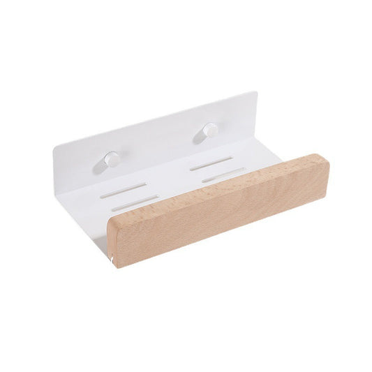 Doucherek Hout Zonder Boren – Wit Badkamer Rekje met Sterke Zuignappen voor Shampoo en Douchegel, 20 cm Breed 1