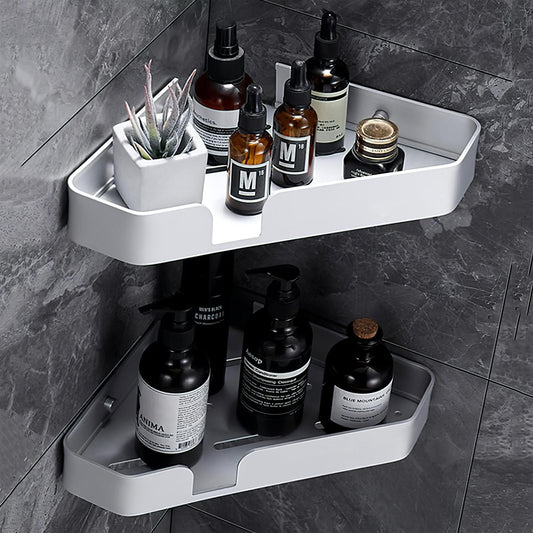 Doucherek Zonder Boren - Hoekrek RVS Set van 2 voor Georganiseerde Douche, Compact en Duurzaam 0