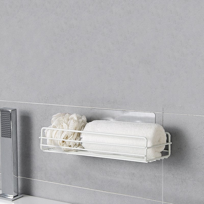 Doucherek Zonder Boren – Zelfklevend Wit RVS Doucherekje voor Shampoo en Douchegel, Eenvoudige Installatie zonder Schade 0