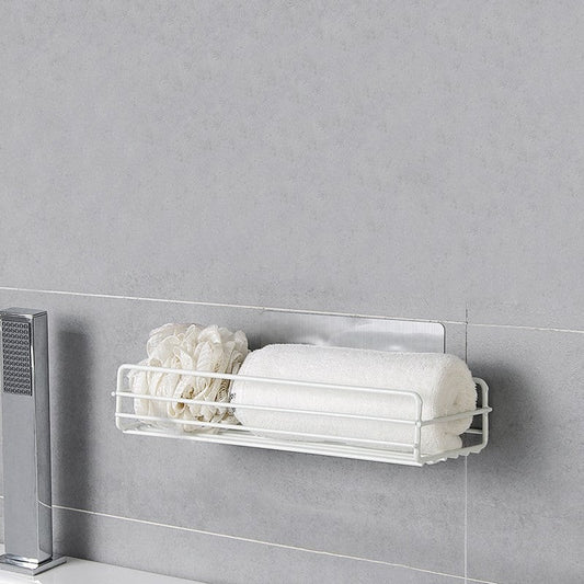 Doucherek Zonder Boren – Zelfklevend Wit RVS Doucherekje voor Shampoo en Douchegel, Eenvoudige Installatie zonder Schade 0