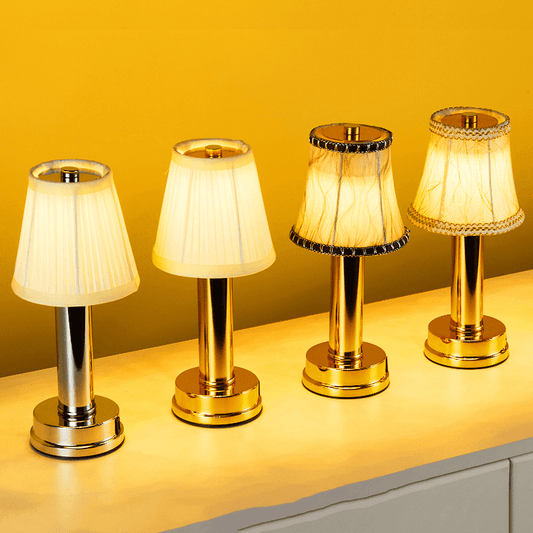Draadloze LED Tafellamp met Dimbare Verlichting en Afneembare Lampenkap - Goud 0