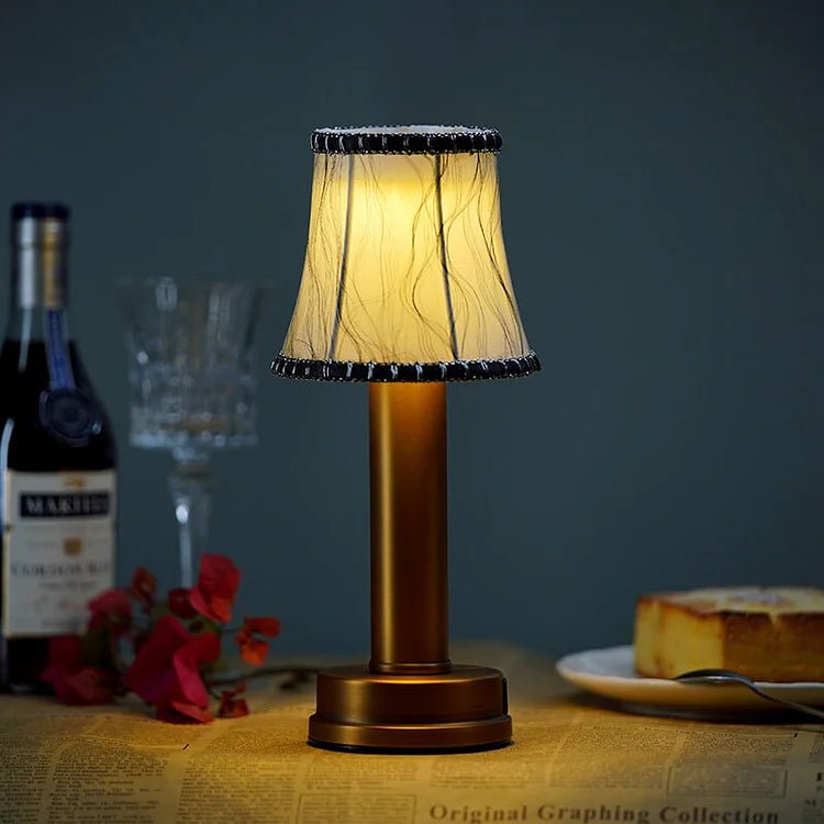 Draadloze LED Tafellamp met Dimbare Verlichting en Afneembare Lampenkap - Goud 1