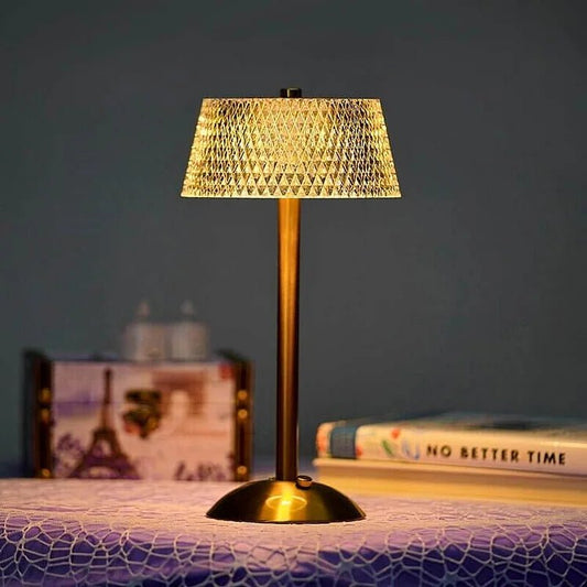 Draadloze Tafellamp van Kristal en Metaal - Elegante Oplaadbare LED Verlichting voor Nachtkastje en Interieur 1