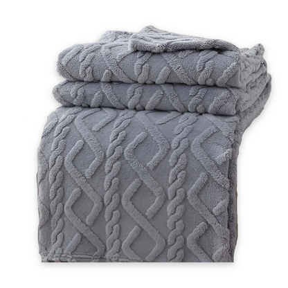 Dubbellaagse Fleece Deken met Geometrisch Patroon – Zacht en Warm voor Thuis en Reizen 0