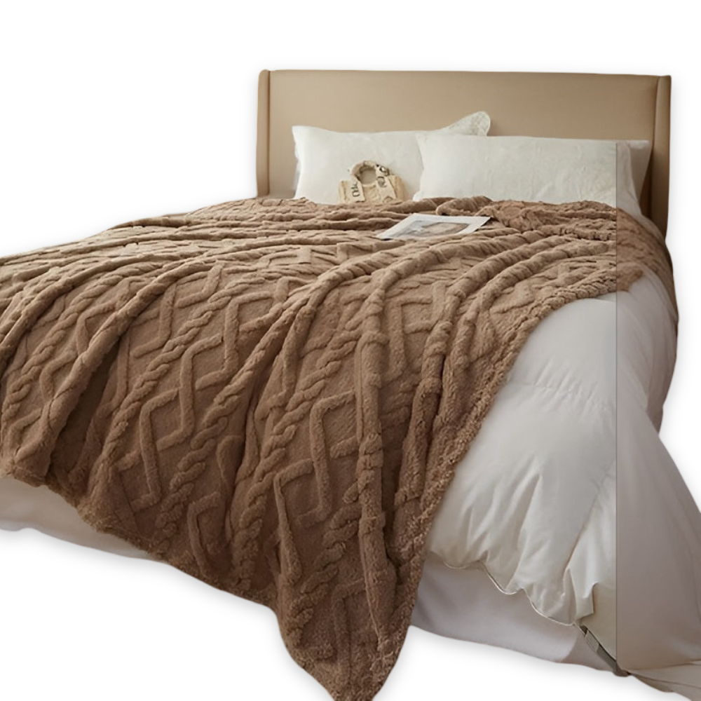 Dubbellaagse Fleece Deken met Geometrisch Patroon – Zacht en Warm voor Thuis en Reizen 16