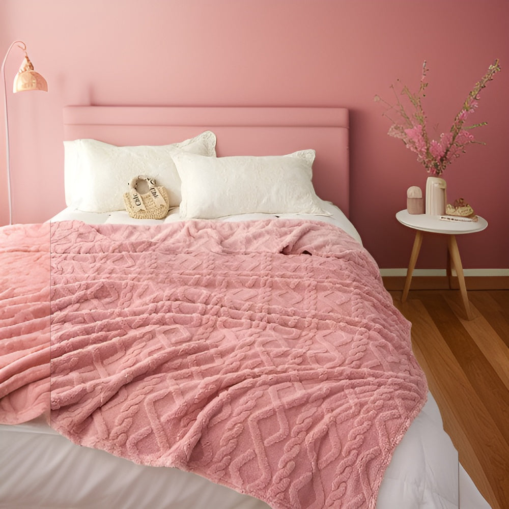 Dubbellaagse Fleece Deken met Geometrisch Patroon – Zacht en Warm voor Thuis en Reizen 6