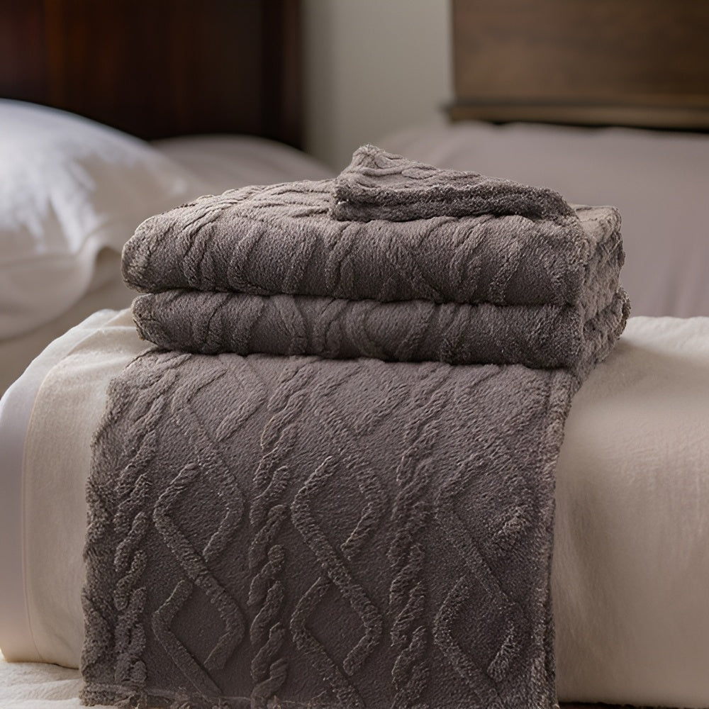 Dubbellaagse Fleece Deken met Geometrisch Patroon – Zacht en Warm voor Thuis en Reizen 7