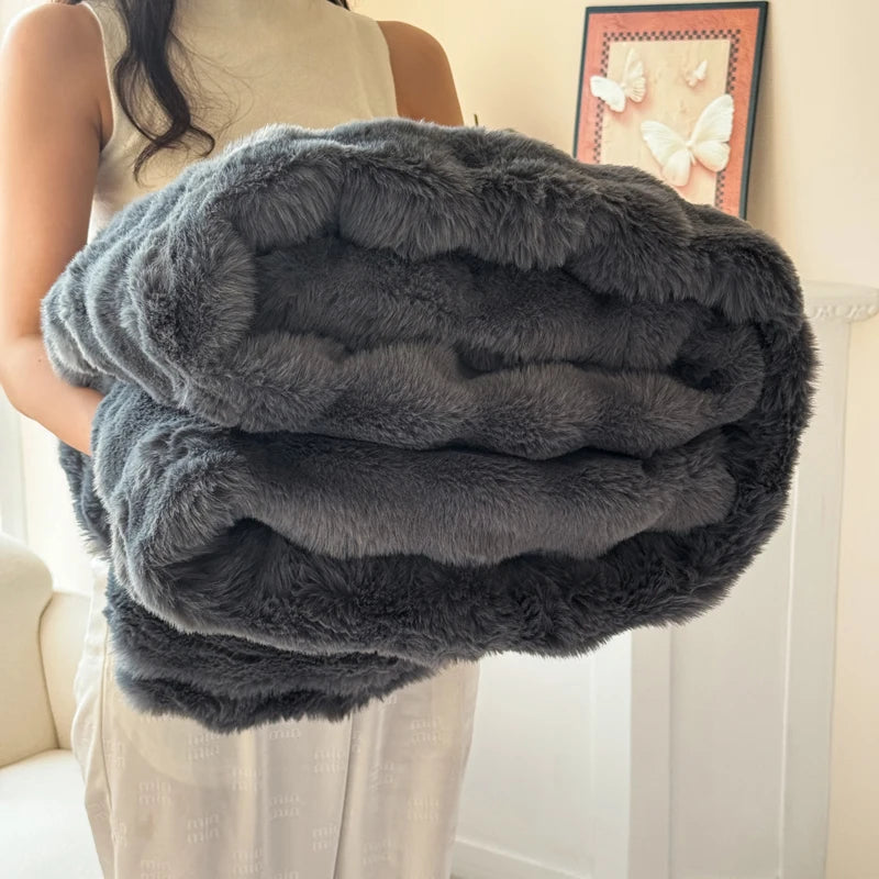 Dubbellaagse Fleece Deken van Imitatie Konijnenbont – Zacht en Warm voor Elk Seizoen, 200x230 cm 0
