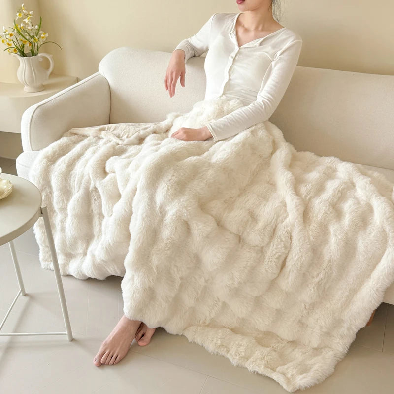 Dubbellaagse Fleece Deken van Imitatie Konijnenbont – Zacht en Warm voor Elk Seizoen, 200x230 cm 1