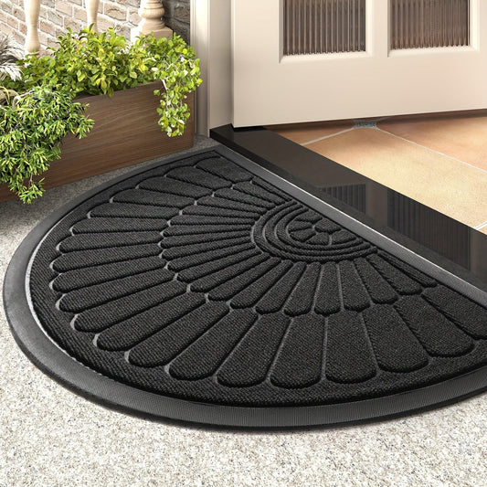 Duurzame Halfronde Rubber Deurmat – Niet-slip voor Binnen en Buiten, Ideaal voor Elke Deur, Effectief in Vuilverwijdering 0