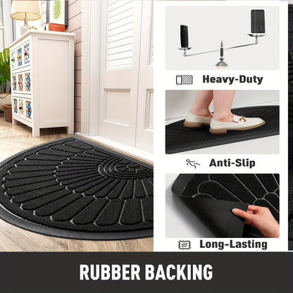 Duurzame Halfronde Rubber Deurmat – Niet-slip voor Binnen en Buiten, Ideaal voor Elke Deur, Effectief in Vuilverwijdering 2