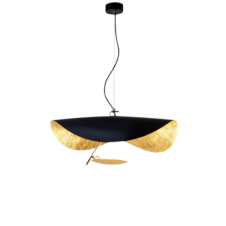 Elegante Golden Oasis Hanglamp met Golvende Kap – Geschikt voor Plafond en Muur 0