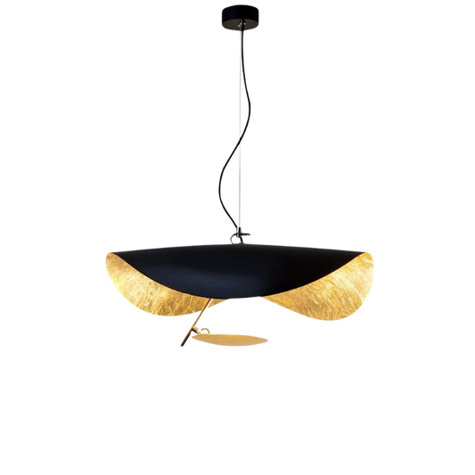Elegante Golden Oasis Hanglamp met Golvende Kap – Geschikt voor Plafond en Muur 0