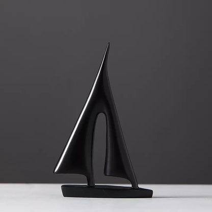 Elegante Maritieme Zeilboot Sculptuur voor Woondecoratie en Kantoor – Minimalistisch Design van Hoogwaardig Polyresin 4