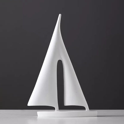 Elegante Maritieme Zeilboot Sculptuur voor Woondecoratie en Kantoor – Minimalistisch Design van Hoogwaardig Polyresin 5