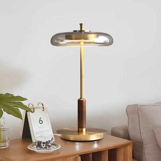 Elegante Tafellamp van Metaal en Glas – Zwart LED Lampje voor Nachtkastje met Warm Wit Licht 0