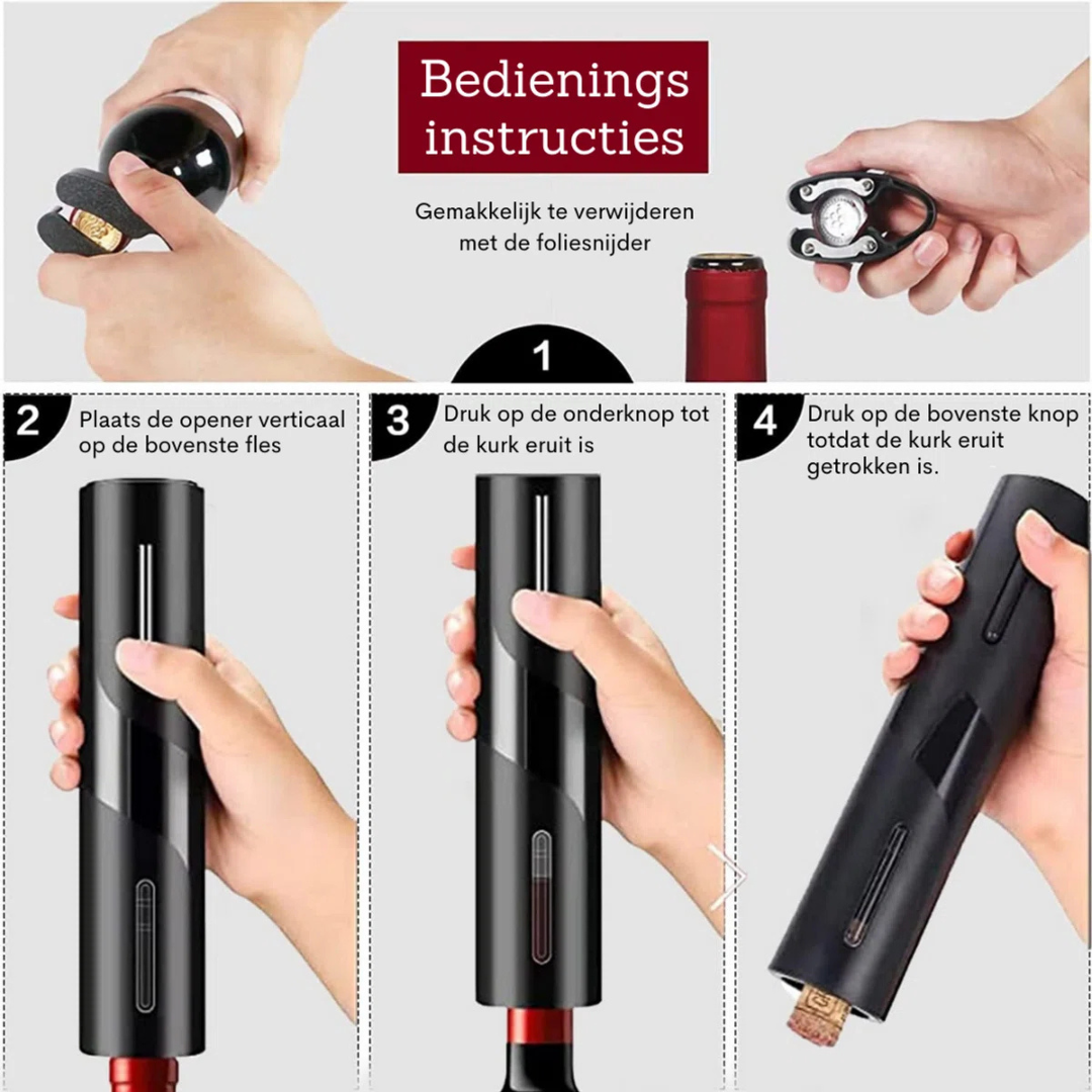 Elektrische Wijnopener met Oplaadbare Batterij en Stijlvol Design 4