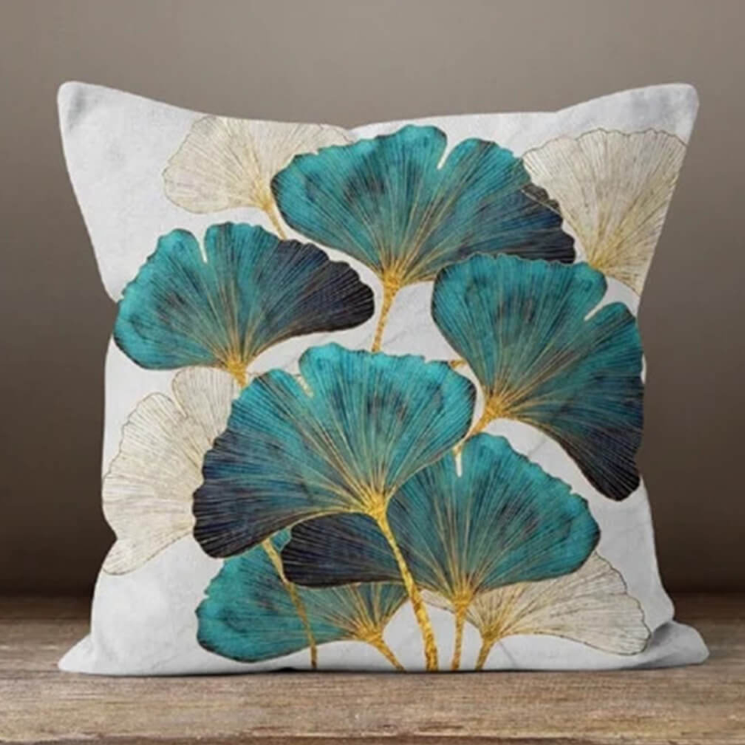 Emerald Leaf Kussenhoes 45x45 cm – Uniek Groen Bladpatroon van 100% Polyester, Machinewasbaar, Voor Binnen en Buiten 3