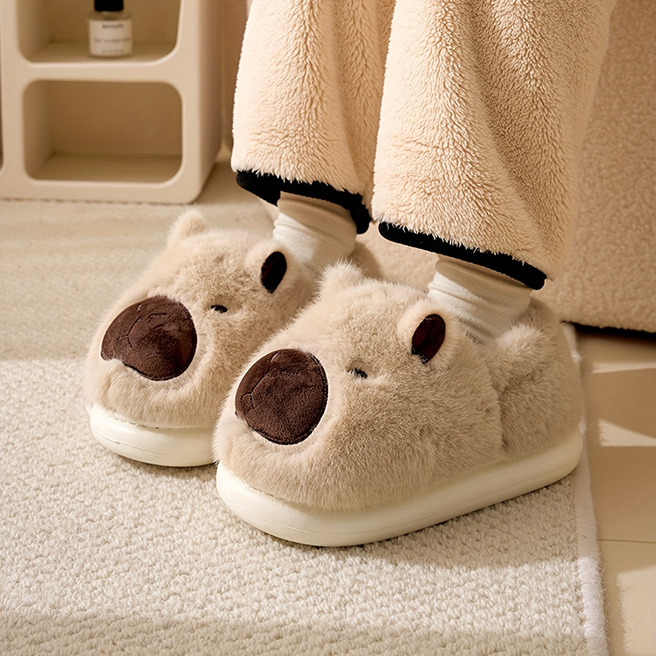 Fluffy Capibara Sloffen – Ultra Zacht en Warm voor Thuisgebruik 3