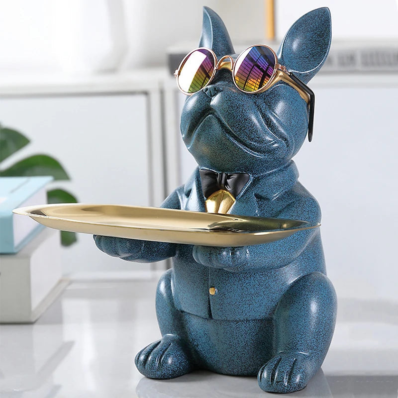 French Bulldog Beeldje met Dienblad – Handgemaakt Interieurdecoratie en Praktisch Dienblad voor Sleutels en Sieraden 11