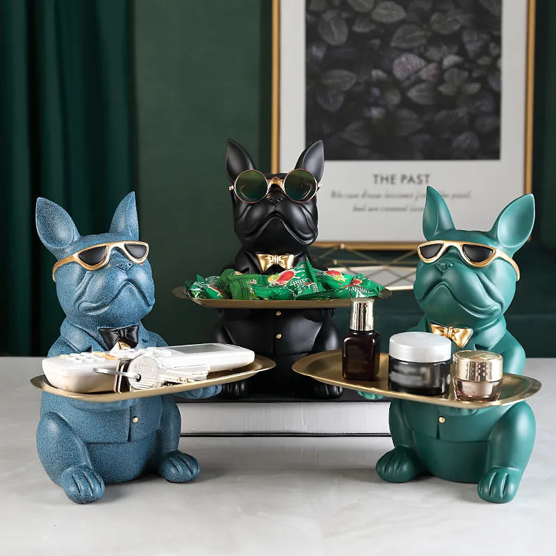 French Bulldog Beeldje met Dienblad – Handgemaakt Interieurdecoratie en Praktisch Dienblad voor Sleutels en Sieraden 4