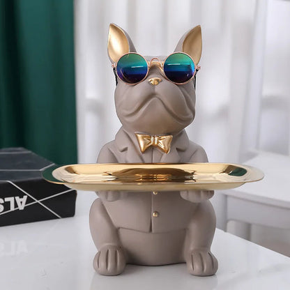 French Bulldog Beeldje met Dienblad – Handgemaakt Interieurdecoratie en Praktisch Dienblad voor Sleutels en Sieraden 6