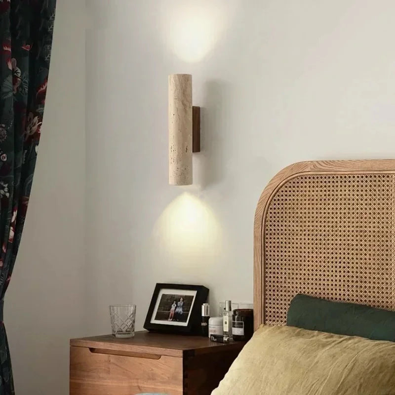 Geel Marmeren Wandlamp met LED – Wabi Sabi Stijl voor Slaapkamer en Woonkamer 1